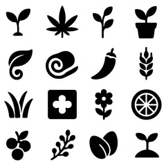 Fototapeta premium Plant Icons Collection: A collection of diverse plant icons in a simple graphic. this illustration showcases the beauty and essential elements of the natural world.