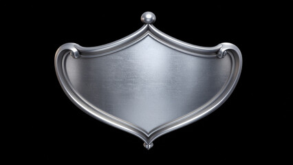 Silver Shield on Black Background.