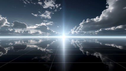 Solar Panels Under Bright Sunlight.