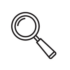 Minimal outlined magnifying glass icon for search and inspect interface design.