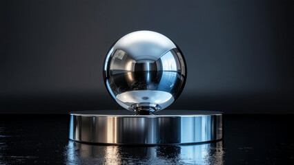 Glass Ball on Metal Stand.
