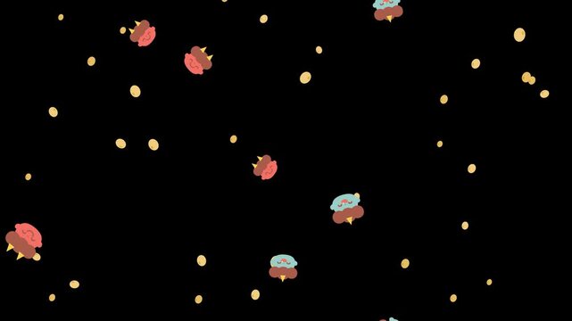 節分の赤鬼と青鬼と豆が降る背景ループアニメーション（透過背景）