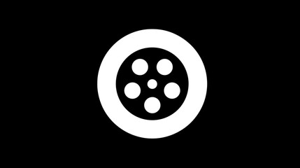 Fototapeta premium Abstract white film reel icon on black background for design projects