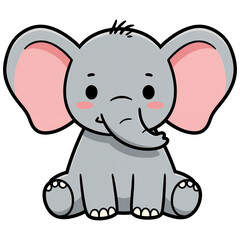 Fototapeta premium Cartoon Elephant: A cheerful and cute cartoon elephant with big ears and a charming smile, capturing the innocence of childhood.