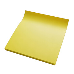 A single yellow sticky note with a curved corner isolated on a transparent background isolated on transparent background