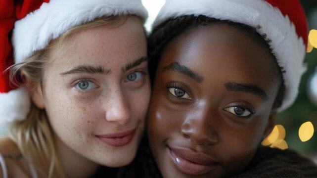 Two friends posing together in festive spirit
