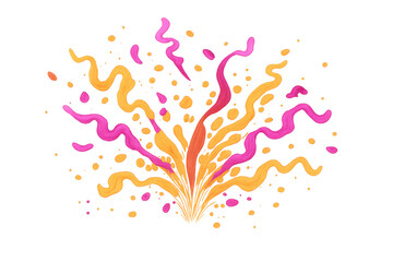 Fototapeta premium Colorful explosion of confetti and streamers bursting up for party, celebration, and festive events with transparent background