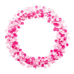 Obraz premium Pink confetti circle isolated on transparent background