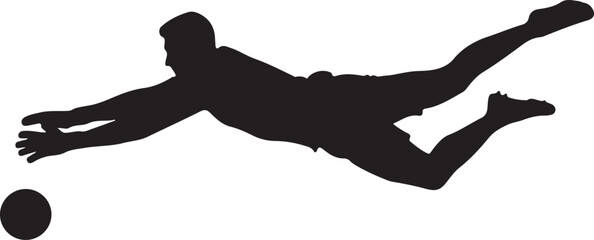 Soccer Goalkeeper Diving Save Vector Silhouette