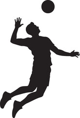 Volleyball Player Spiking Vector Silhouette