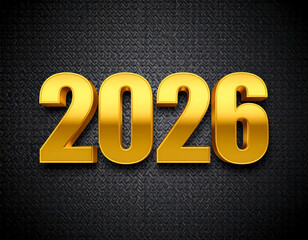 2026 golden colour on dark black background new years design