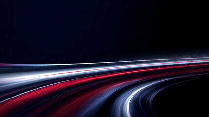 Abstract High-Speed Light Trails on Dark Background &ndash; Dynamic Technology and Communication Concept