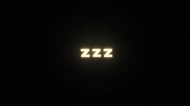 Floating sleep themed animation featuring realistic glowing zzz letters in tranquil darkness relaxation night visual
