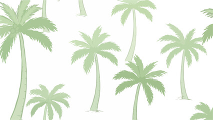 Obraz premium Illustration of multiple green palm trees on a white background in a flat, minimalist style with a calming and natural mood.