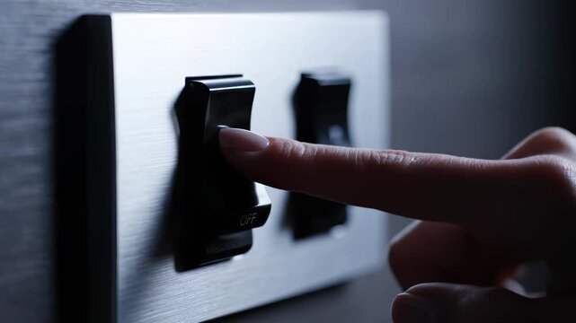 Hand pressing light switch on wall