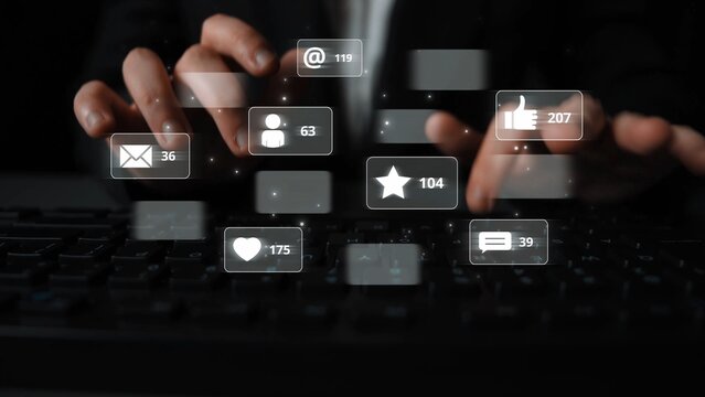 Social media engagement with interaction metrics showing comments, social media reactions, social media messages, and social media connections. Marrow - Powered by Adobe