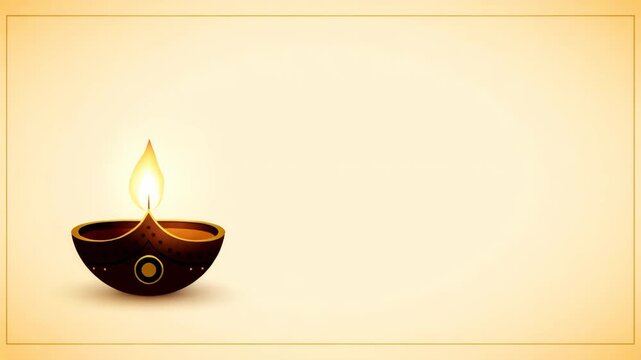Animated traditional Indian Diwali oil lamp background. Decorative diya for Indian holiday season. Cultural and religious celebration concept.