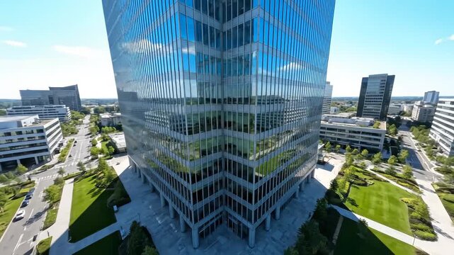 Tall glass building with reflections