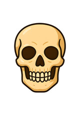 Fototapeta premium Stylized cartoon human skull illustration isolated on black background. Anatomy, death, and Halloween icon.