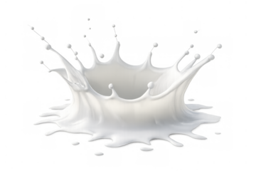 Milk splash crown forming beautiful ripples with liquid droplets, fresh healthy dairy product concept