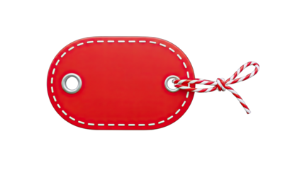 Red Price Tag with String Isolated on White Background