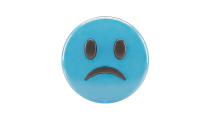 Fototapeta premium Sad Emoji with Blue Face on White Background
