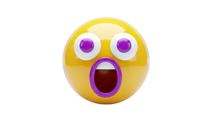 Surprised Emoji with Open Mouth on White Background