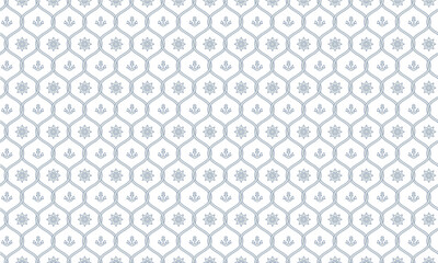 ロープの網目の中に船のアンカーと舵のシンボルが並ぶ模様のパターン