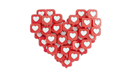 Heart Shape Made of Social Media Like Icons on White Background