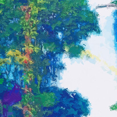 Fototapeta premium Various oil paintings, flowers, chrysanthemums, mountain lakes, flying birds, roses, peonies, forests, waterfalls, sailboats, scenic villages, houses