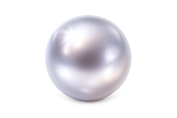 Obraz premium Single white pearl with iridescent nacre highlighting luxury, elegance, and beauty. Round spherical gem on transparent background