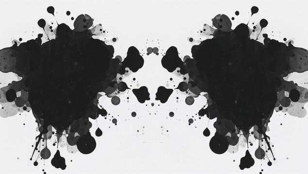 Abstract inkblot patterns symmetrical design on white background for creative design elements