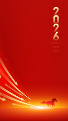 Red festival poster Year of the Horse abstract background