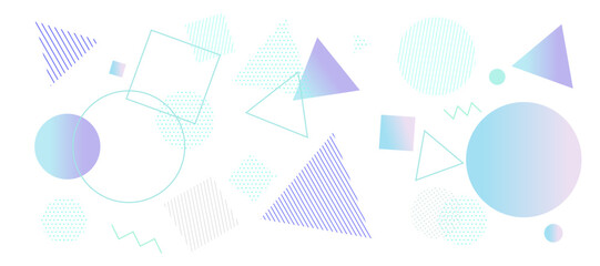 カラフルな幾何学模様の背景イラスト　ジオメトリック　グラデーション　メンフィス