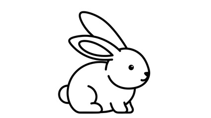 Obraz premium Adorable sitting bunny drawn in clean outlines, suitable for kids books and stickers.