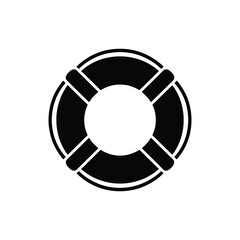 Naklejka premium Black lifebuoy icon with white cross on transparent background element
