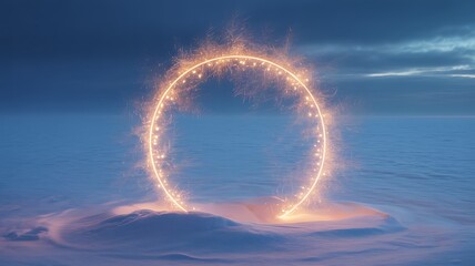 Glowing Energy Ring Over Frozen Landscape