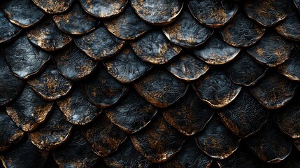 Close-up view of intricate gold and black dragon scale pattern.