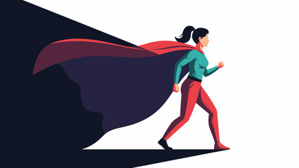 Dynamic superhero hero running with cape illustration. © Hakagraph