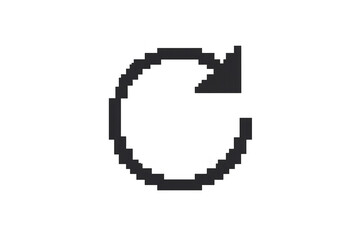 Pixelated refresh icon showing a circular arrow for reloading, updating, restarting, or repeating user interface actions