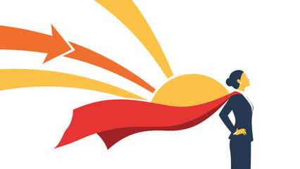 Person in superhero cape standing in profile. © Hakagraph