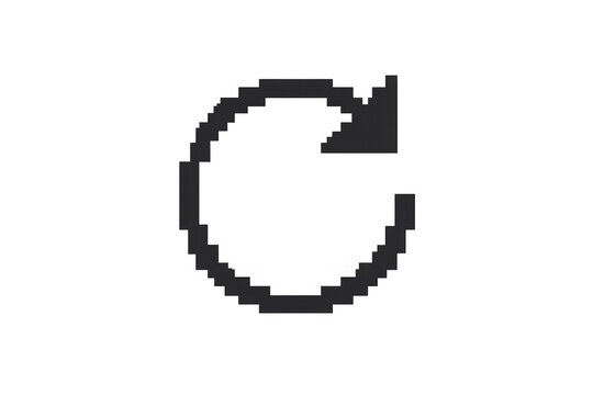 Pixelated refresh icon showing a circular arrow for reloading, updating, restarting, or repeating user interface actions - Powered by Adobe
