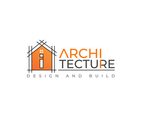 Fototapeta premium I Letter Logo Design with Architectural Construction, Architect logo