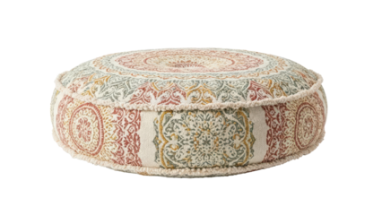 Large floor cushion for meditation and relaxation in boho style isolated on white background