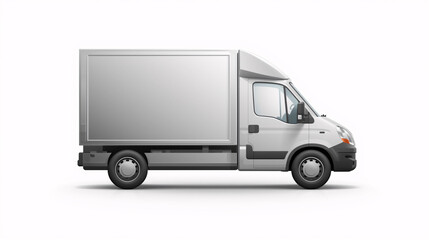 Commercial Delivery Van: A sleek, modern delivery van stands poised, symbolizing efficiency and reliability in the transport industry. Representing logistic and commercial transport