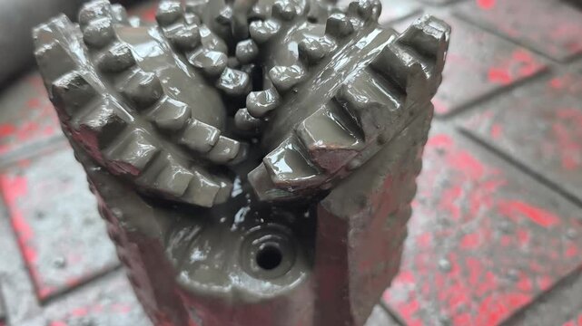 A tricone bit (or roller cone bit) used on the drilling rig after pulling out of hole with oil based mud
