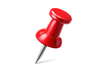 Red pushpin creating a focal point, marking importance, or highlighting a specific location, transparent background