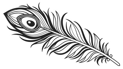 Obraz premium Detailed black peacock feather with eye and intricate patterns