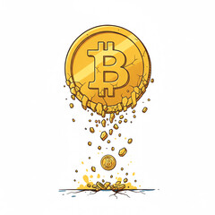 ビットコインと下落・崩壊する仮想通貨のイメージ