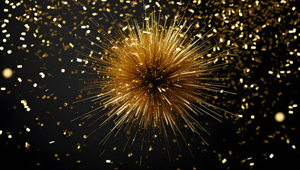 Luxury Metallic Star Shape Surrounded by Golden Sparks